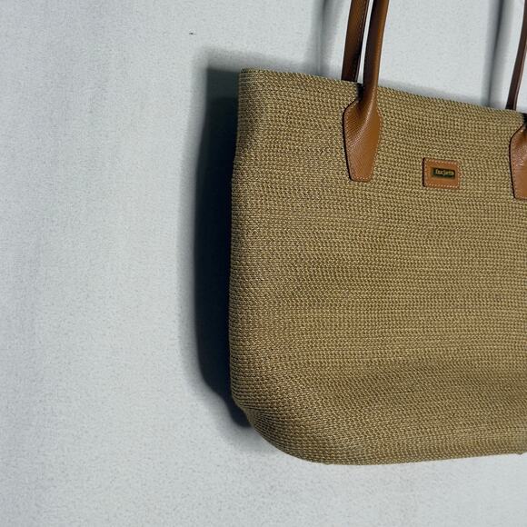 Eric Javits Leather Trim Strass Tote Shoulder Bag Leather Trim Zip Travel - Picture 4 of 10